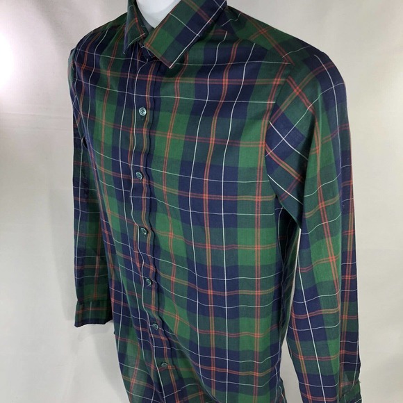 VINTAGE DEERFIELD SHIRT MENS SIZE 20 PLAID BUTTON DOWN GREEN USA MADE LONG SLEEV - Picture 4 of 12